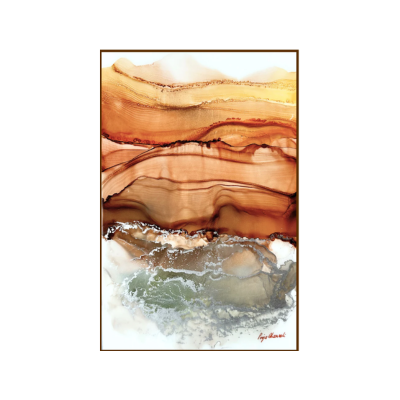 Sediment Pour - Alcohol inks on wooden panel with resin 11.5 x 17.5 inches