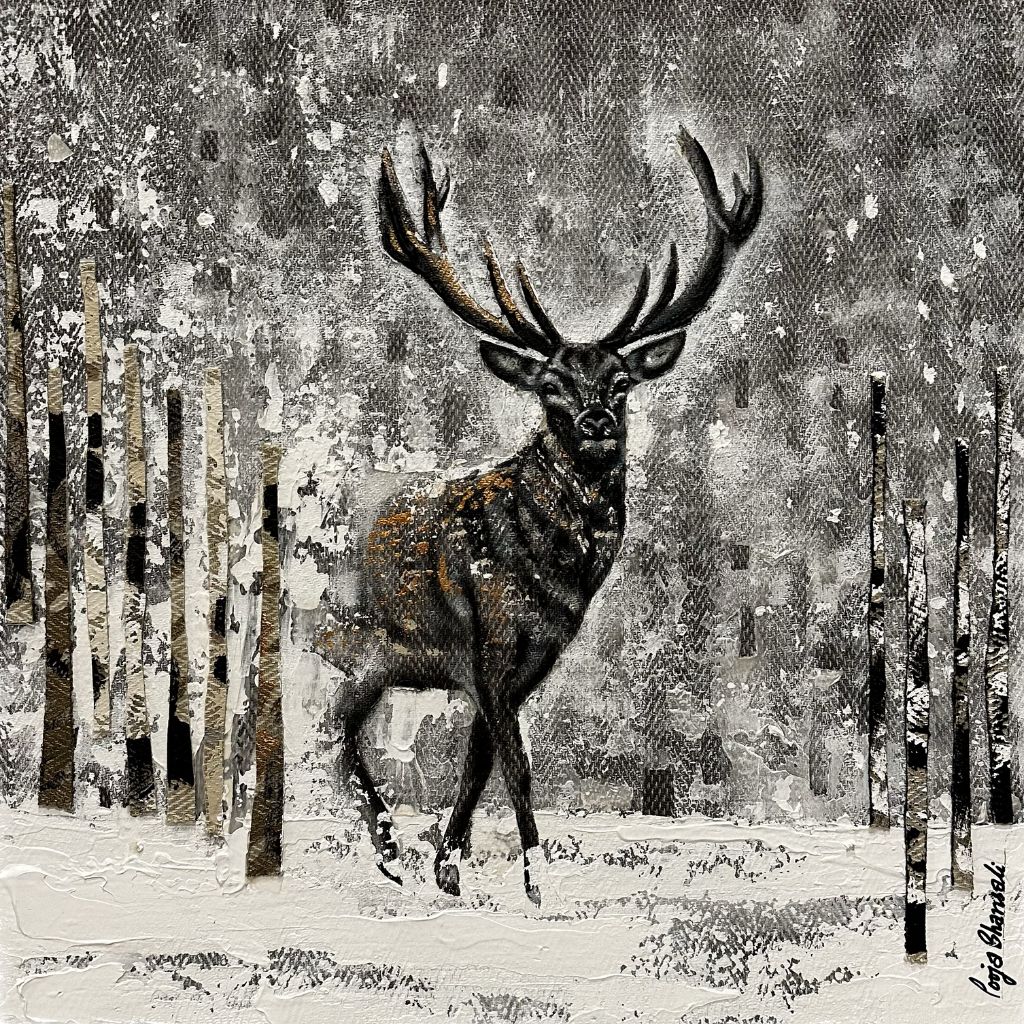 Snowbound Deer 20 x 20 in