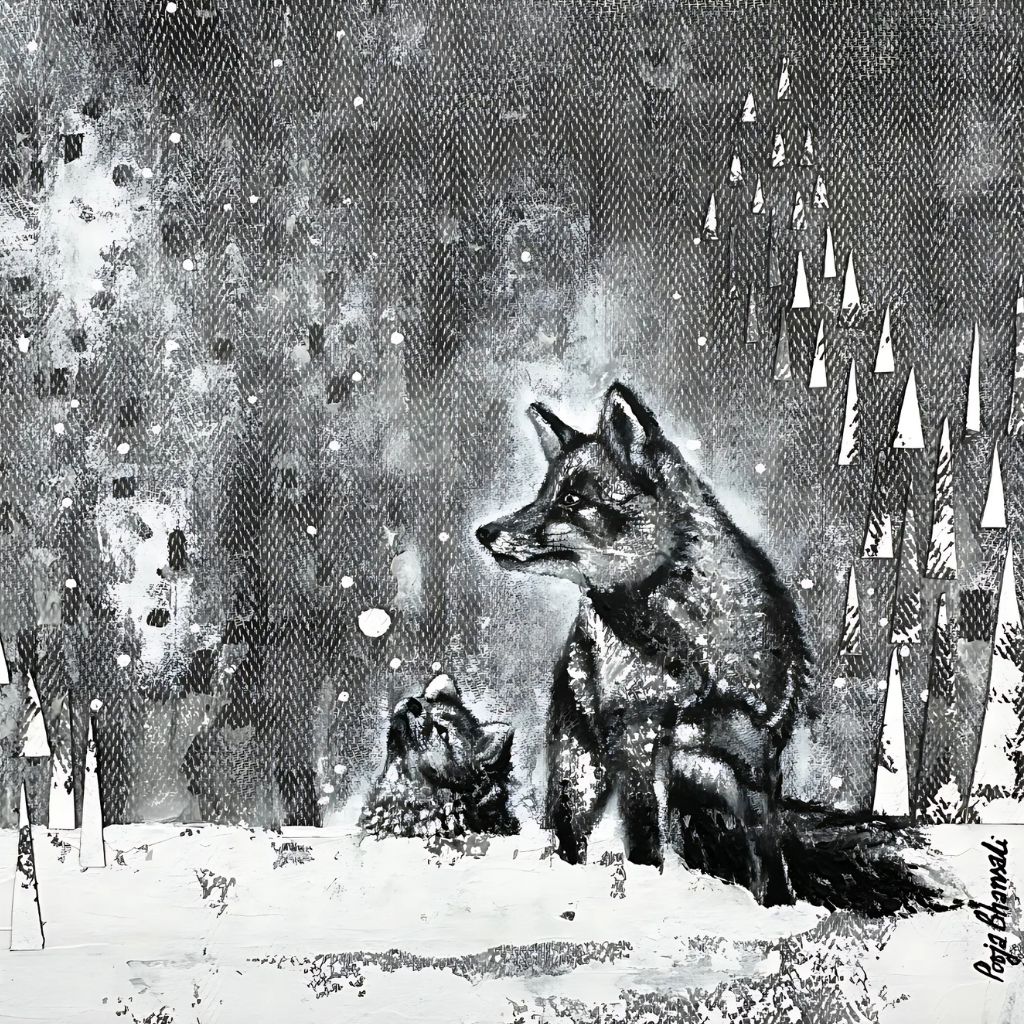 Winter Wolves 20 x 20 in